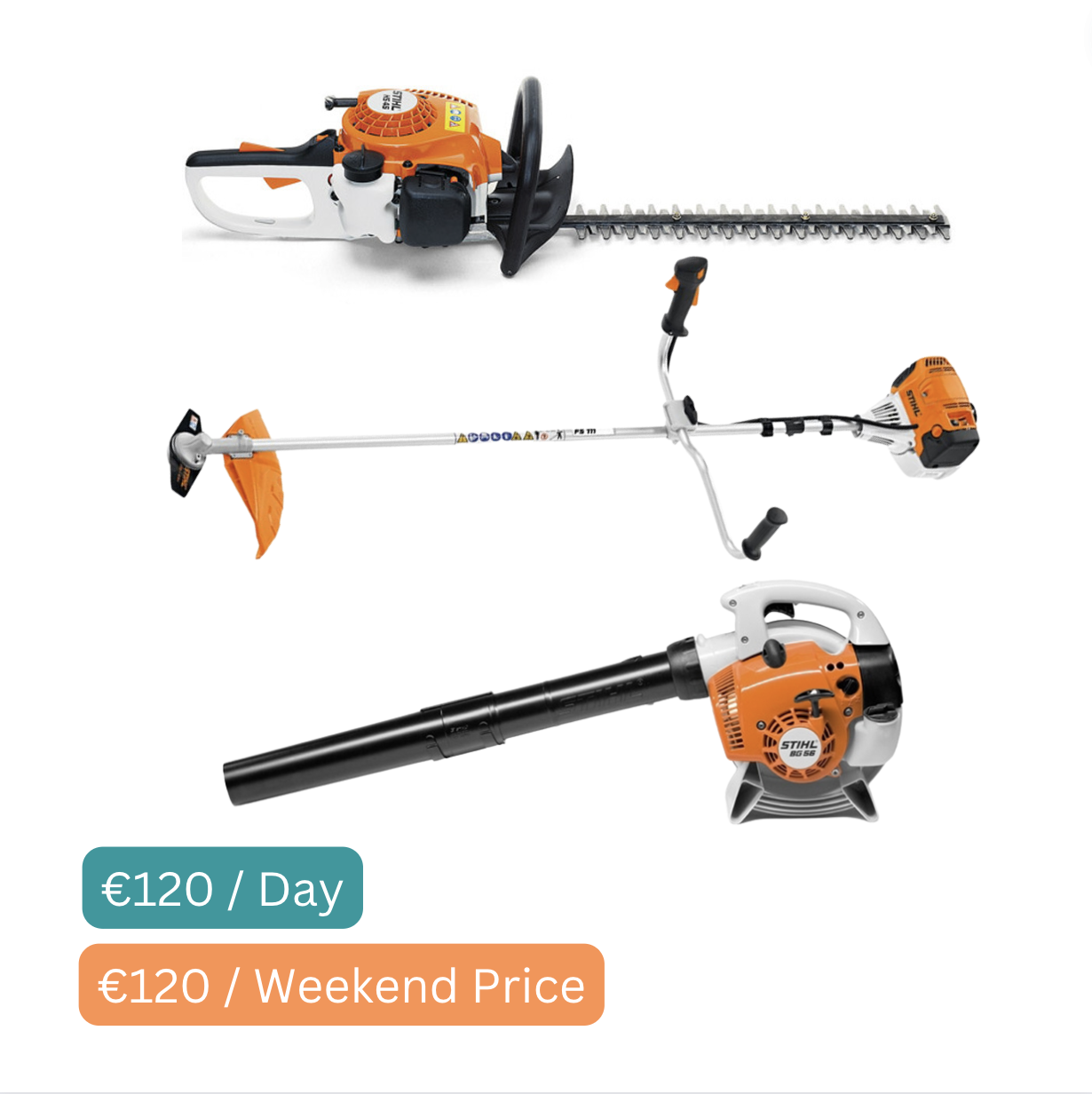 Hedge Trimmer, Weed Eater and Leaf Blower - Hire Bundle 